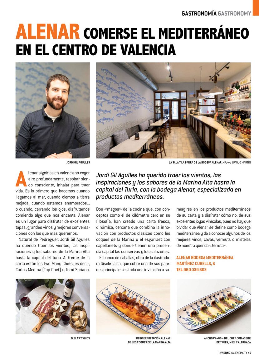 Reportaje de la Alenar publicado en la edición en papel de Valencia City Invierno 2022.